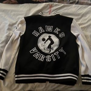 True Religion Richie Letterman Hawks Varsity Leather Jacket